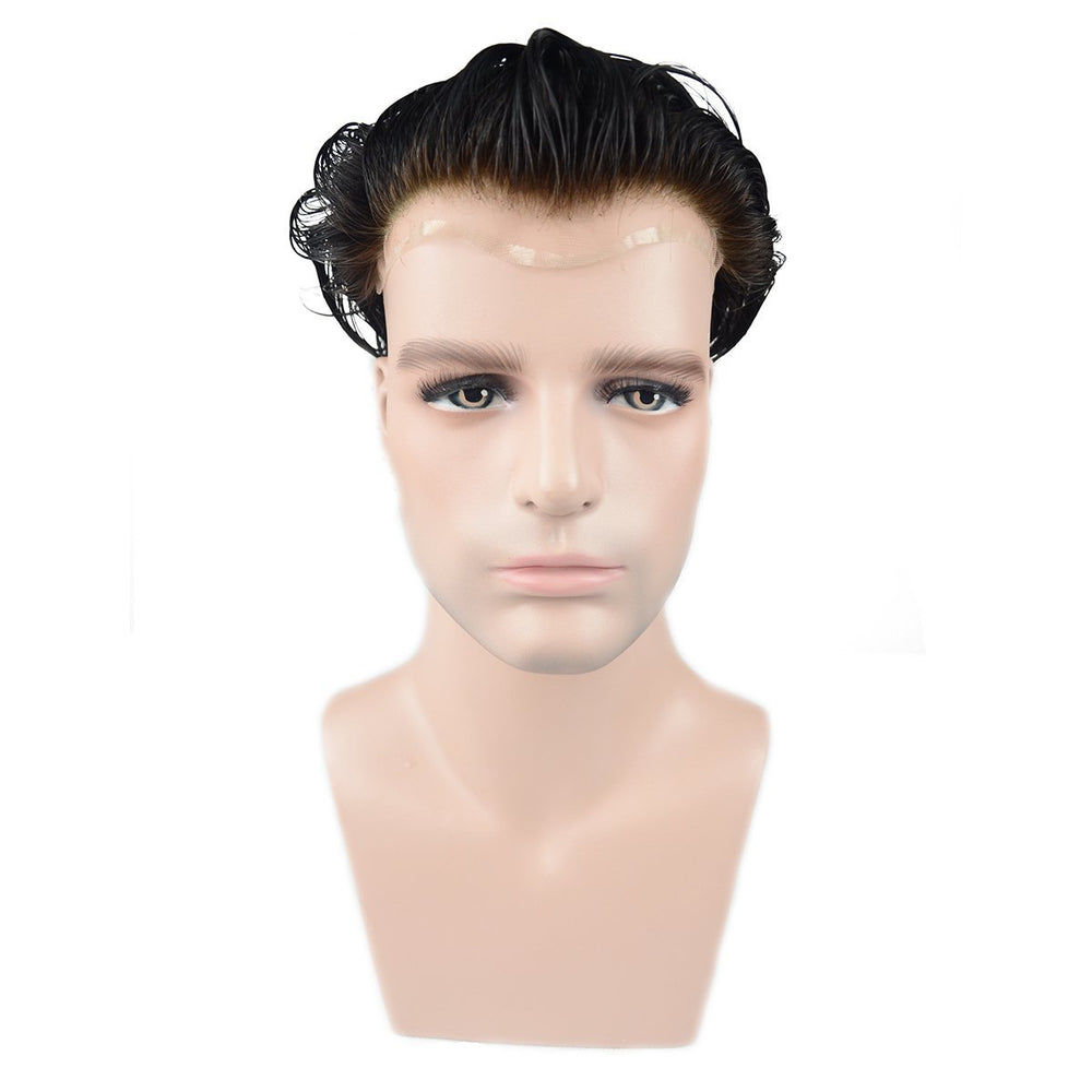 Men's Full Lace European Toupee-Black
