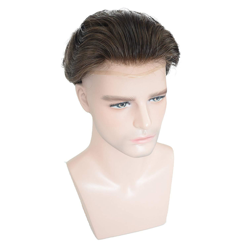 Men's Full Lace European Toupee-Brown