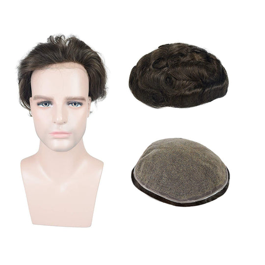 Men's Full Lace European Toupee-Brown