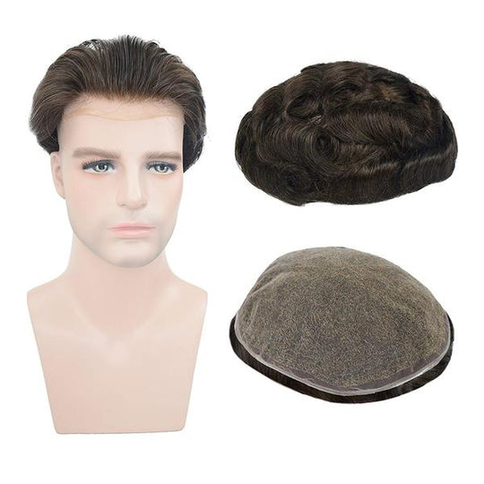 Men's Full Lace European Toupee-Dark Brown