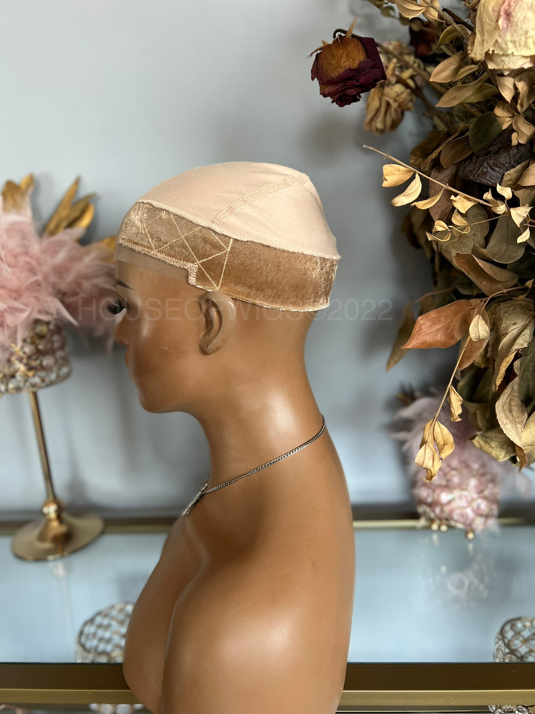 Velvet Wig Grip Cap with Adjustable Band & Swiss Lace