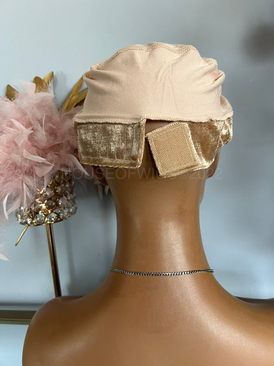 Velvet Wig Grip Cap with Adjustable Band & Swiss Lace