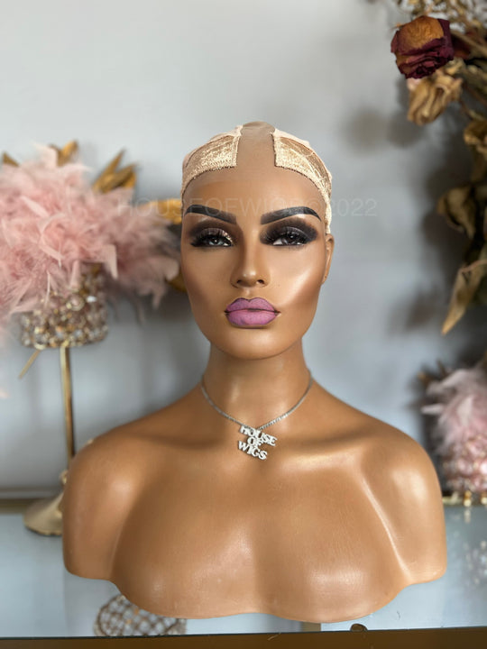 Velvet Wig Grip Cap with Adjustable Band & Swiss Lace