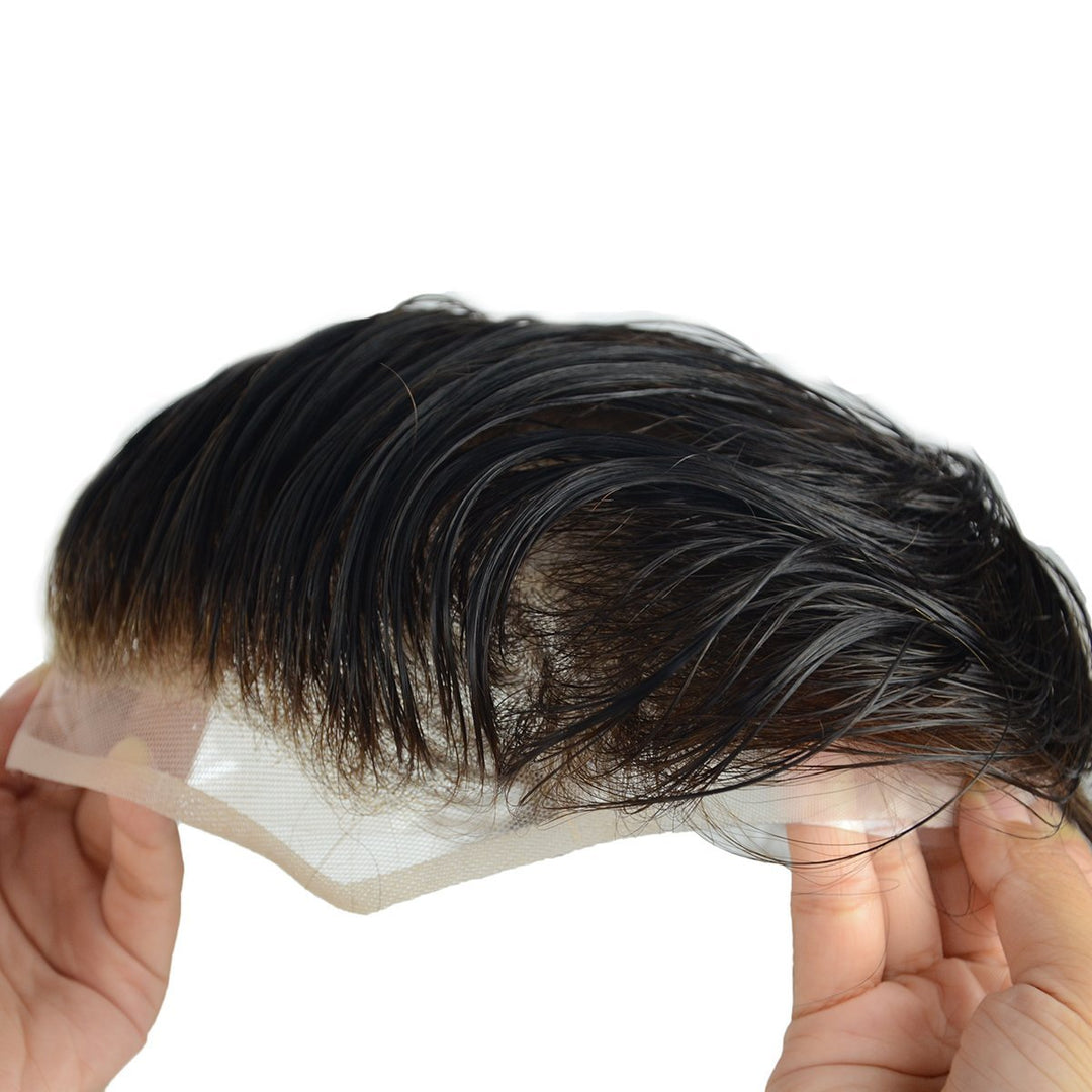 Men's Full Lace European Toupee-Black