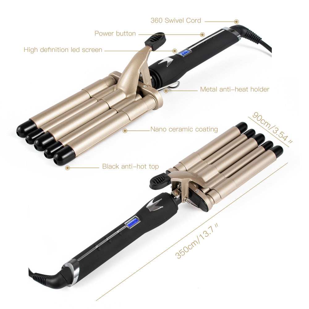 5 BARREL CERAMIC LCD QUICK WAVER