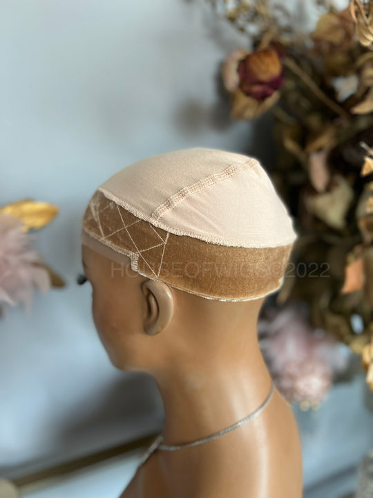 Velvet Wig Grip Cap with Adjustable Band & Swiss Lace