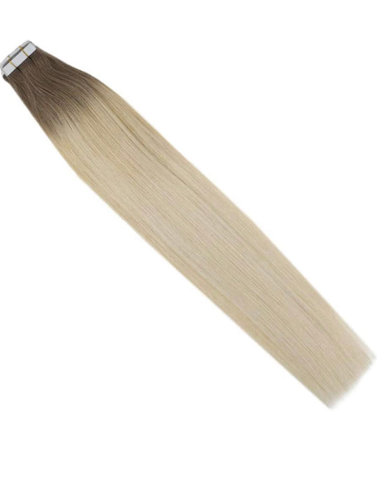 ROOTED PLATINUM ASH BLONDE (60) INVISIBLE TAPE HAIR